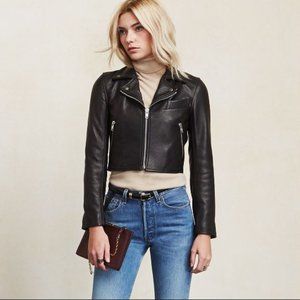 REFORMATION Locke cropped leather jacket L
